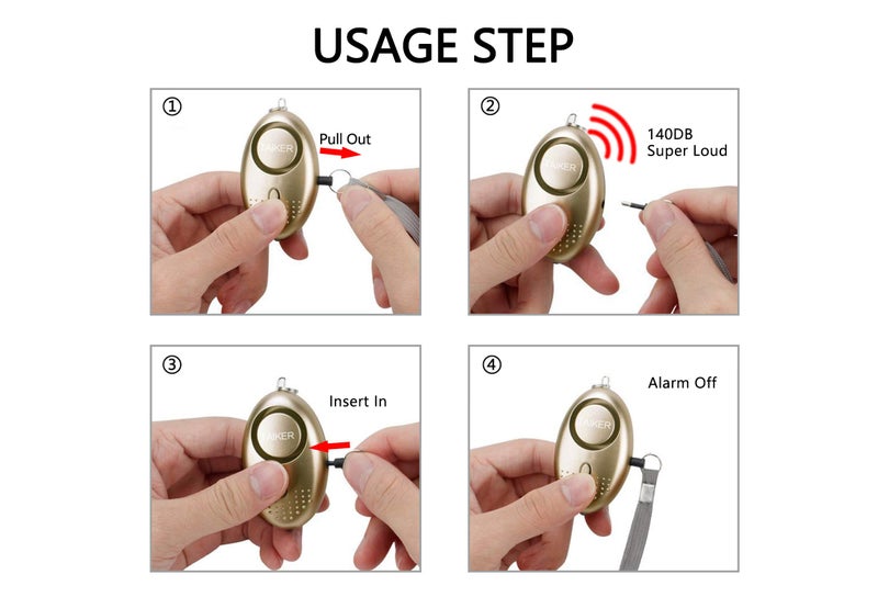 Taiker Personal Alarm for Women, 10 Packs 140DB Emergency Self-Defense Security Alarm Keychain with LED Light for Women Kids and Elders (Colorful) - Image 3